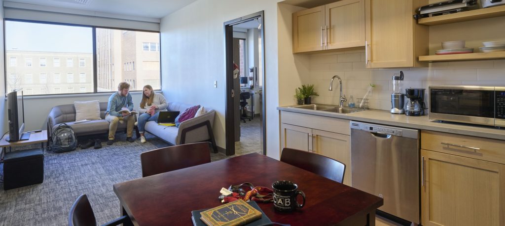 renovated living suite at Alvernia University