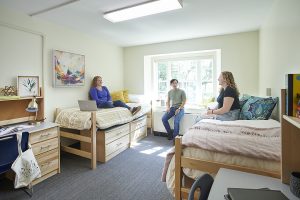 University Residence Hall Double Room with students